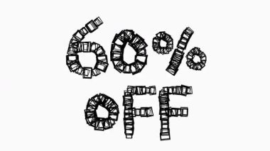 Satış ve İş Konsepti İçin Beyaz Arkaplanda Siyah% 60 indirimli Animasyon