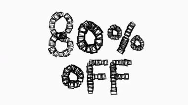 Siyah% 80 indirimli Animasyon Beyaz Arkaplanda Satış ve İş Konsepti