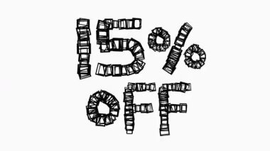 Satış ve İş Konsepti İçin Beyaz Arkaplanda Siyah% 15 indirimli Animasyon