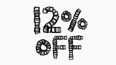 Satış ve İş Konsepti İçin Beyaz Arkaplanda Siyah% 12 Kapalı Animasyon