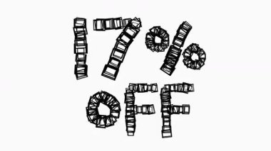 Satış ve İş Konsepti İçin Beyaz Arkaplanda Siyah% 17 Kapalı Animasyon