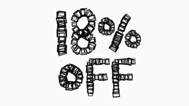 Satış ve İş Konsepti İçin Beyaz Arkaplanda Siyah% 18 indirimli Animasyon