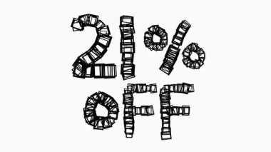 Satış ve İş Konsepti İçin Beyaz Arkaplanda Siyah% 21 indirimli Animasyon