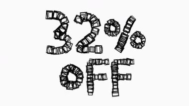 Satış ve İş Konsepti İçin Beyaz Arkaplanda Siyah% 32 Kapalı Animasyon