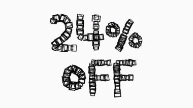 Satış ve İş Konsepti İçin Beyaz Arkaplanda Siyah% 24 Kapalı Animasyon