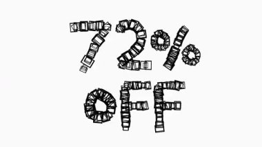 Satış ve İş Konsepti İçin Beyaz Arkaplanda Siyah 72% Kapalı Animasyon