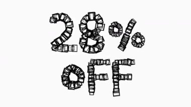 Satış ve İş Konsepti İçin Beyaz Arkaplanda Siyah% 28 Kapalı Animasyon