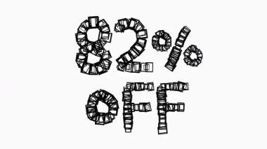 Satış ve İş Konsepti İçin Beyaz Arkaplanda Siyah% 82 Kapalı Animasyon