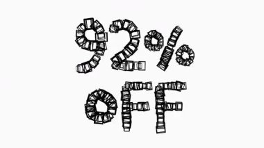 Satış ve İş Konsepti İçin Beyaz Arkaplanda Siyah 92% Kapalı Animasyon