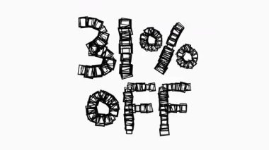 Satış ve İş Konsepti İçin Beyaz Arkaplanda Siyah% 31 Kapalı Animasyon