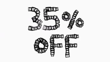 Satış ve İş Konsepti İçin Beyaz Arkaplanda Siyah% 35 Kapalı Animasyon