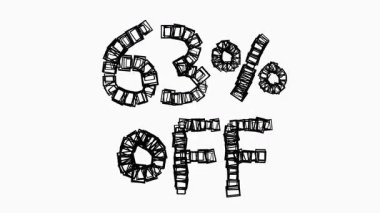 Satış ve İş Konsepti İçin Beyaz Arkaplanda Siyah% 63 Kapalı Animasyon