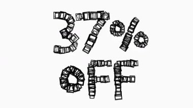 Satış ve İş Konsepti İçin Beyaz Arkaplanda Siyah% 37 Kapalı Animasyon