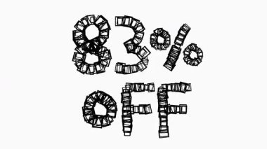 Satış ve İş Konsepti İçin Beyaz Arkaplanda Siyah 83% Kapalı Animasyon