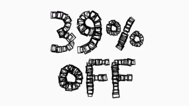 Satış ve İş Konsepti İçin Beyaz Arkaplanda Siyah% 39 Kapalı Animasyon