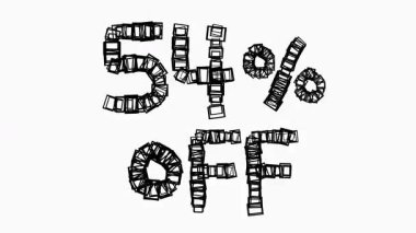 Satış ve İş Konsepti İçin Beyaz Arkaplanda Siyah 54% Kapalı Animasyon