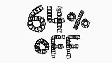 Satış ve İş Konsepti İçin Beyaz Arkaplanda Siyah% 64 Kapalı Animasyon