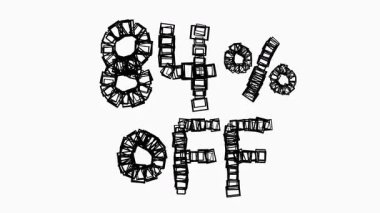 Satış ve İş Konsepti İçin Beyaz Arkaplanda Siyah% 84 Kapalı Animasyon