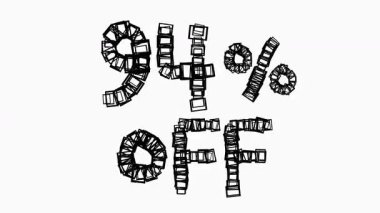 Satış ve İş Konsepti İçin Beyaz Arkaplanda Siyah% 94 Kapalı Animasyon