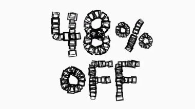 Satış ve İş Konsepti İçin Beyaz Arkaplanda Siyah% 48 Kapalı Animasyon