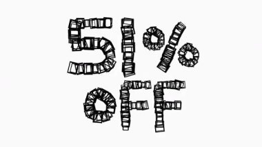 Beyaz Arkaplanda Satış ve İş Konsepti İçin Siyah% 51 Kapalı Animasyon