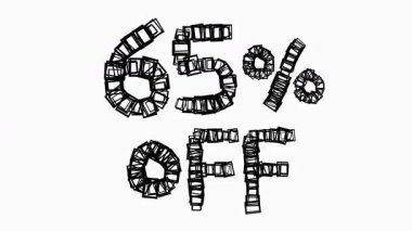 Satış ve İş Konsepti İçin Beyaz Arkaplanda Siyah% 65 indirimli Animasyon