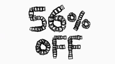 Satış ve İş Konsepti İçin Beyaz Arkaplanda Siyah% 56 Kapalı Animasyon