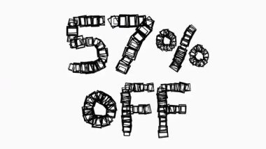 Satış ve İş Konsepti İçin Beyaz Arkaplanda Siyah 57% Kapalı Animasyon