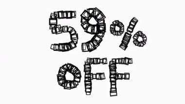 Satış ve İş Konsepti İçin Beyaz Arkaplanda Siyah% 59 Kapalı Animasyon