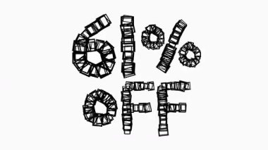 Satış ve İş Konsepti İçin Beyaz Arkaplanda Siyah% 61 Kapalı Animasyon