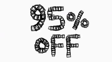 Satış ve İş Konsepti İçin Beyaz Arkaplanda Siyah 95% indirimli Animasyon