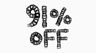 Satış ve İş Konsepti İçin Beyaz Arkaplanda Siyah% 91 Kapalı Animasyon