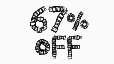 Satış ve İş Konsepti İçin Beyaz Arkaplanda Siyah% 67 Kapalı Animasyon