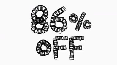 Satış ve İş Konsepti İçin Beyaz Arkaplanda Siyah% 86 Kapalı Animasyon