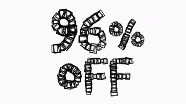 Satış ve İş Konsepti İçin Beyaz Arkaplanda Siyah% 96 Kapalı Animasyon