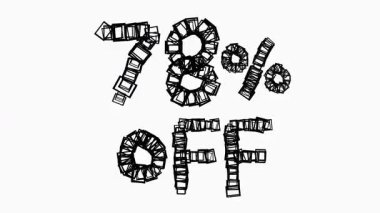 Satış ve İş Konsepti İçin Beyaz Arkaplanda Siyah% 78 Kapalı Animasyon