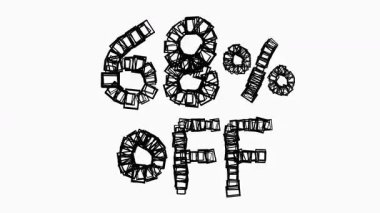 Satış ve İş Konsepti İçin Beyaz Arkaplanda Siyah% 68 Kapalı Animasyon