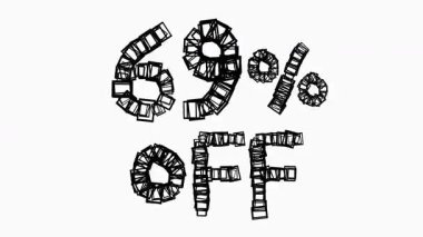 Satış ve İş Konsepti İçin Beyaz Arkaplanda Siyah% 69 Kapalı Animasyon