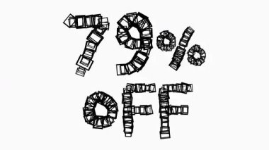 Satış ve İş Konsepti İçin Beyaz Arkaplanda Siyah% 79 Kapalı Animasyon