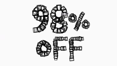 Satış ve İş Konsepti İçin Beyaz Arkaplanda Siyah% 98 Kapalı Animasyon