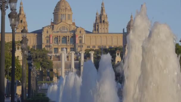 Fountain jets at Montjuic — Stock Video