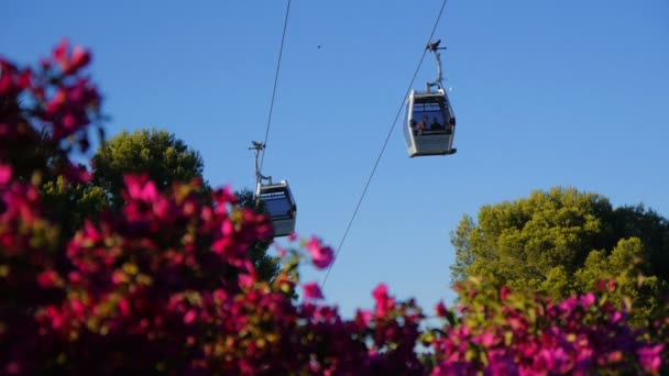 Montjuic cable car — Stock Video