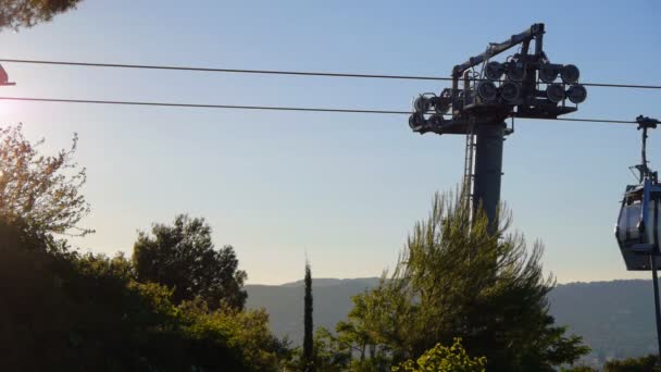 Montjuic cable car — Stock Video