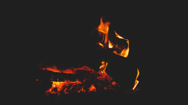 Brûler Bois Dans Feu Flamme Dans Cheminée — Photo