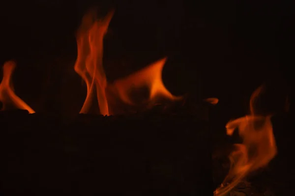 Brûler Bois Dans Feu Flamme Dans Cheminée — Photo