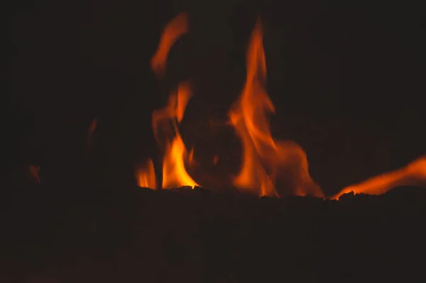 Brûler Bois Dans Feu Flamme Dans Cheminée — Photo