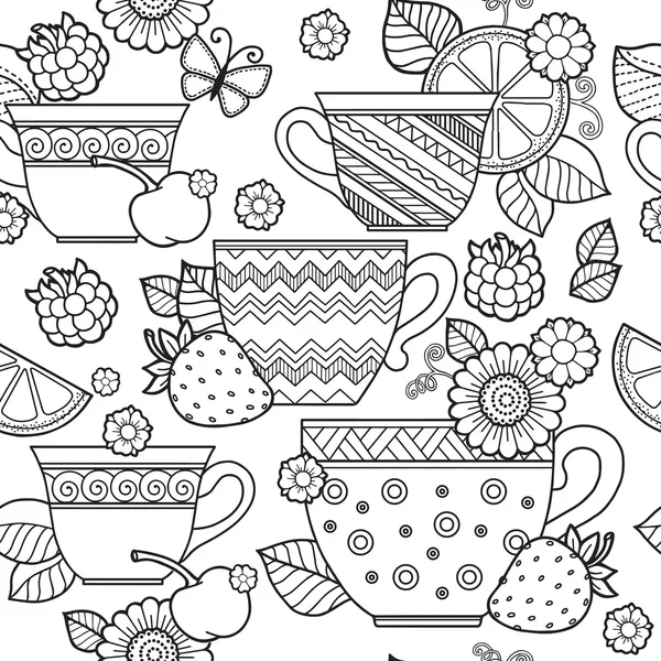 Vector seamless pattern. Cup of herbal tea — Stock Vector