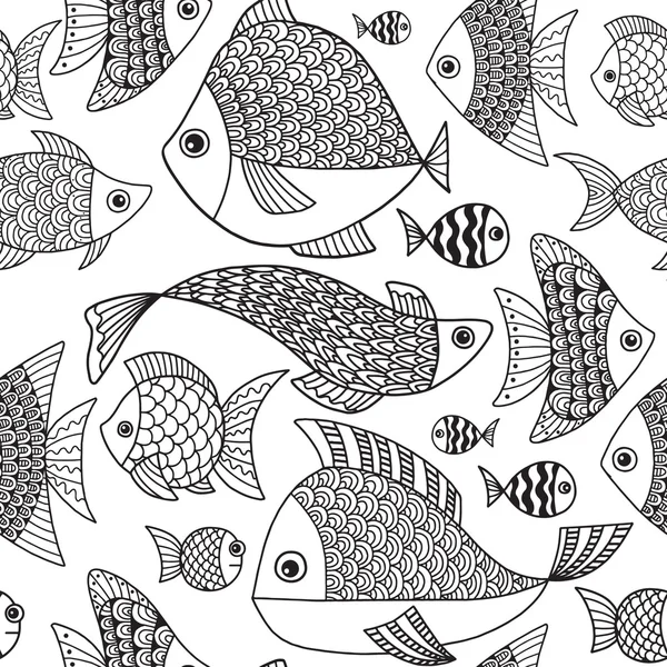 Modèle sans couture vectoriel. Des poissons drôles — Image vectorielle