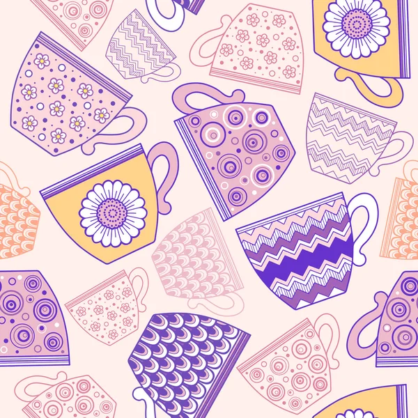 Seamless Pattern Cup of tea — Stock Vector