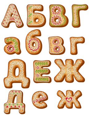 Ukrayna, Rus gingerbread alfabe. Noel kurabiyeleri. 